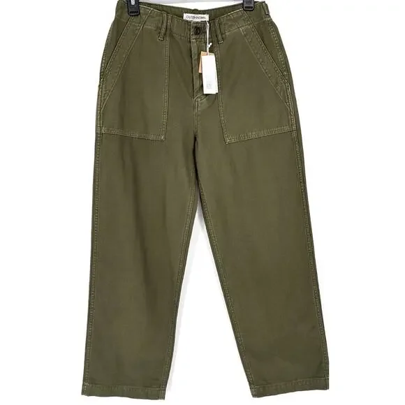 NWT Outerknown Sz 28 Olive Green Utility Military Organic Ctn Wide Leg Pockets - Picture 1 of 12